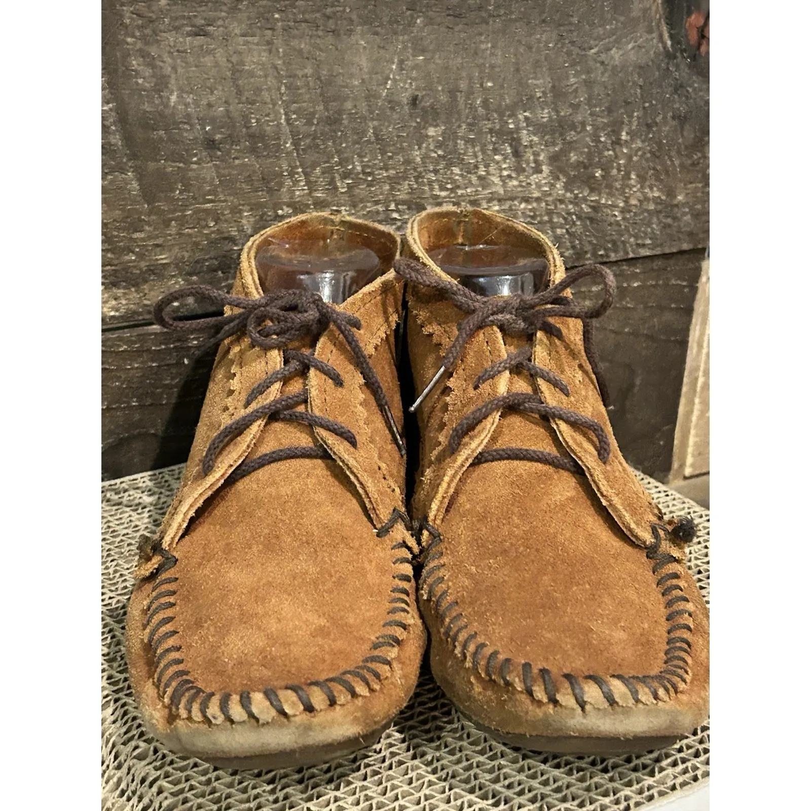 Minnetonka Lace-Up Ankle Boots Women's 9 Brown Suede Moccasin Rubber Sole ‎ 272 - Image 3