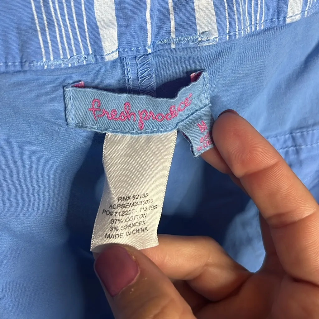 Fresh Produce Safari Peri Blue Capri Pant Pocket Beach Relaxed M 32” - Image 7