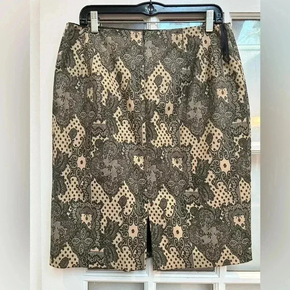 Vintage Maggy London Cream Black Victorian Pencil Skirt Sparkly Glitter Size 12 - Image 2