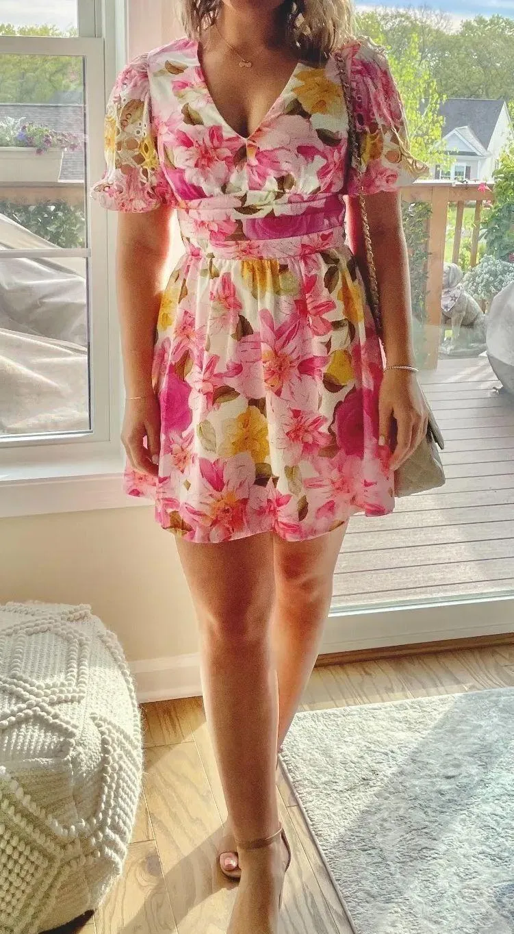 Billy J Floral Mini Dress Multi Size 4 - Image 2