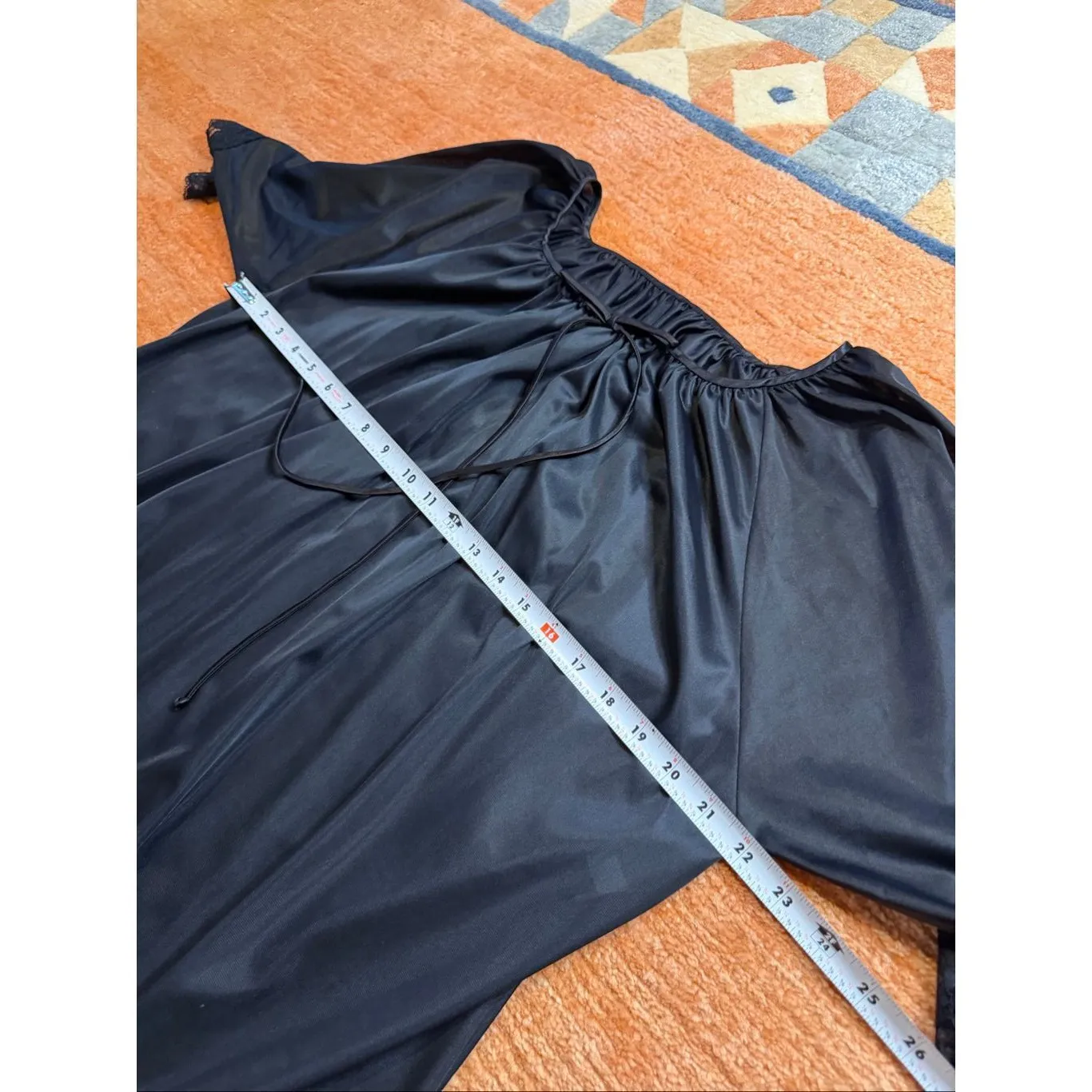 Miss Elaine Black Nylon Tricot Lace Nightgown Pullover Women’s Small - Image 3