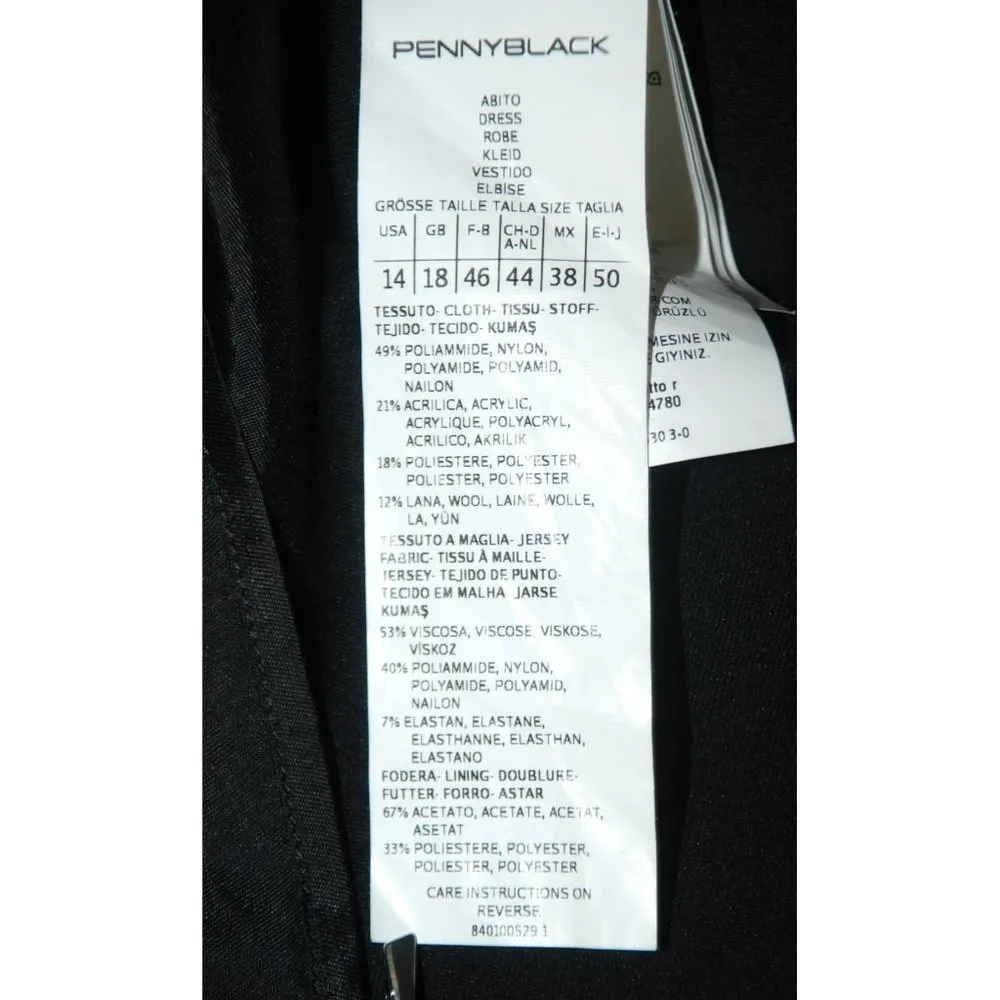 Max Mara Penny Black Midi Shift Dress Black White Size 14 Career Classic FLAWED - Image 9