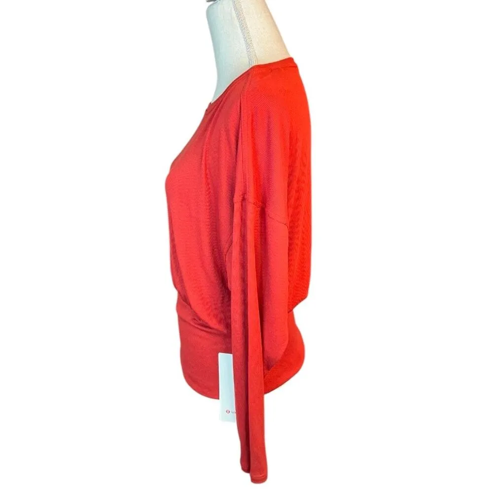 Lululemon rust ribbed modal silk blend long sleeve shirt NEW basics everyday Orange Size 12 - Image 5