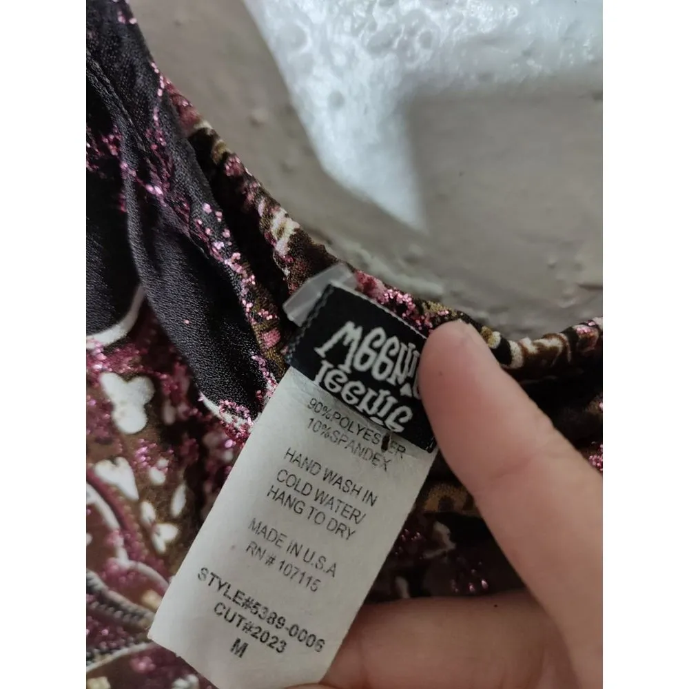 y2k jumpsuit boho print with glitter asymmetrical top size M Size M - Image 11