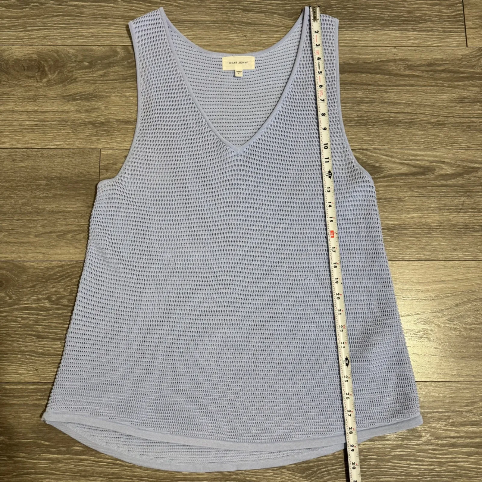 DEAR JOHN Periwinkle Blue V Neck Knit Tank Top Women Size L Breathable‎ Relaxed - Image 7