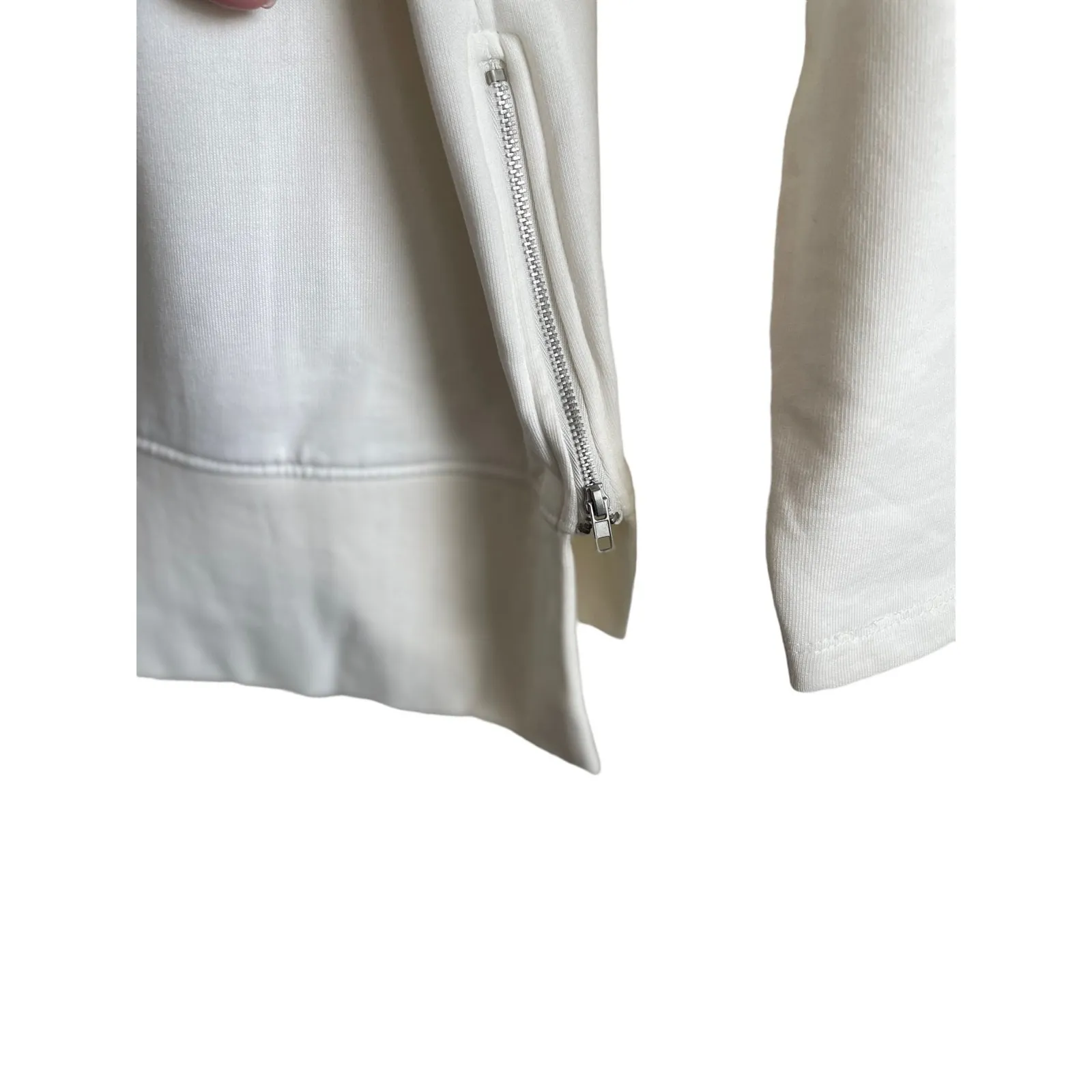 Noisy May Women Sweatshirt XS Cream‎ Mock Neck Matte Sequin Modern Minimalist - Image 7