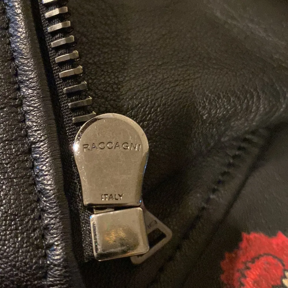 Etro Milano Tiger Print Embroidered Black Leather Motorcycle Jacket size 40 - Image 9