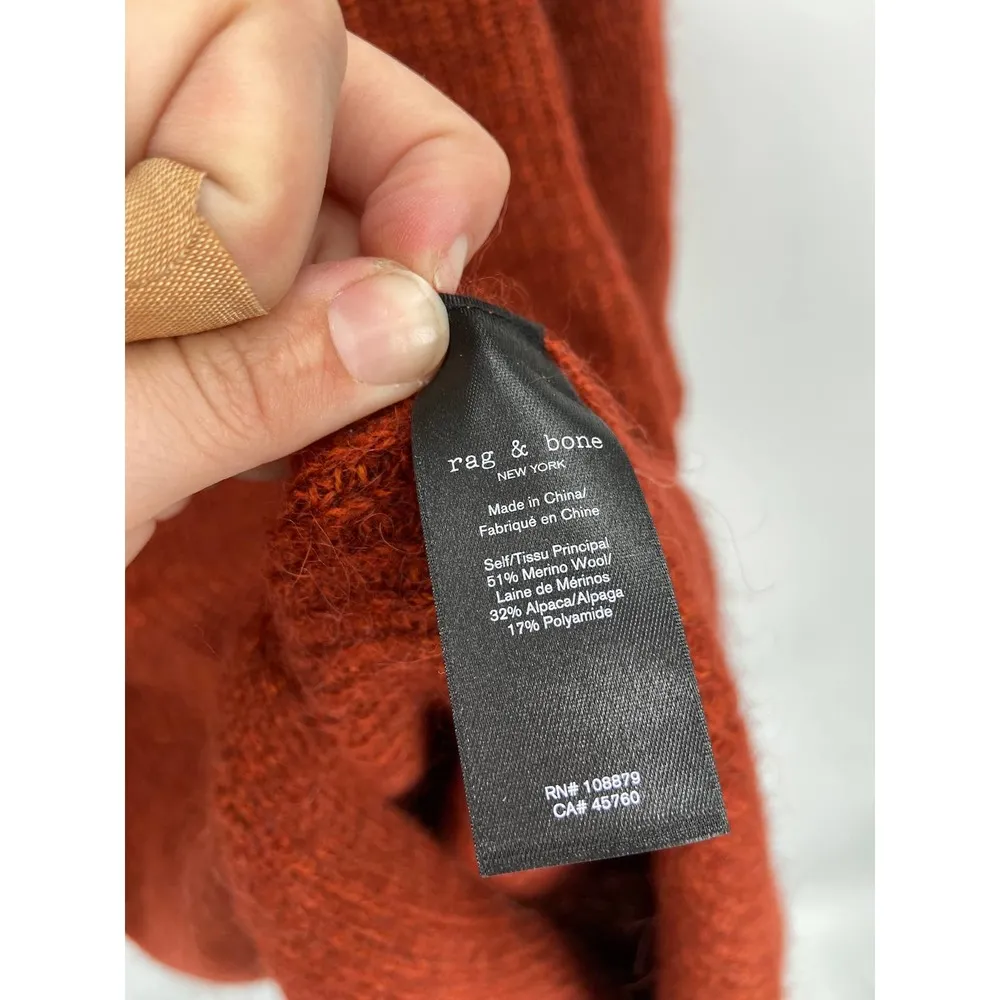 Rag & Bone Liana Rust Merino Wool Alpaca Knit Long Sleeve Midi Sweater Dress NWT - Image 6