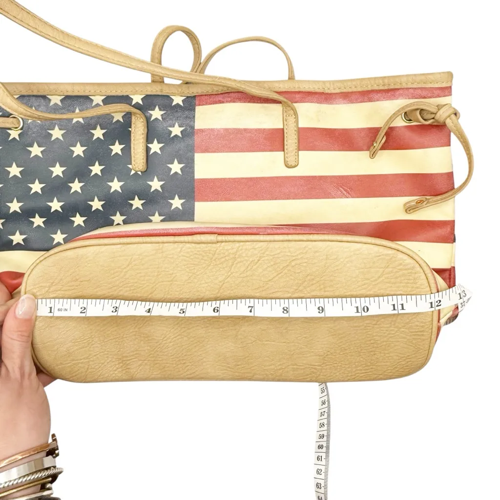USA American Flag Leather Shoulder Tote‎ Blue - Image 7