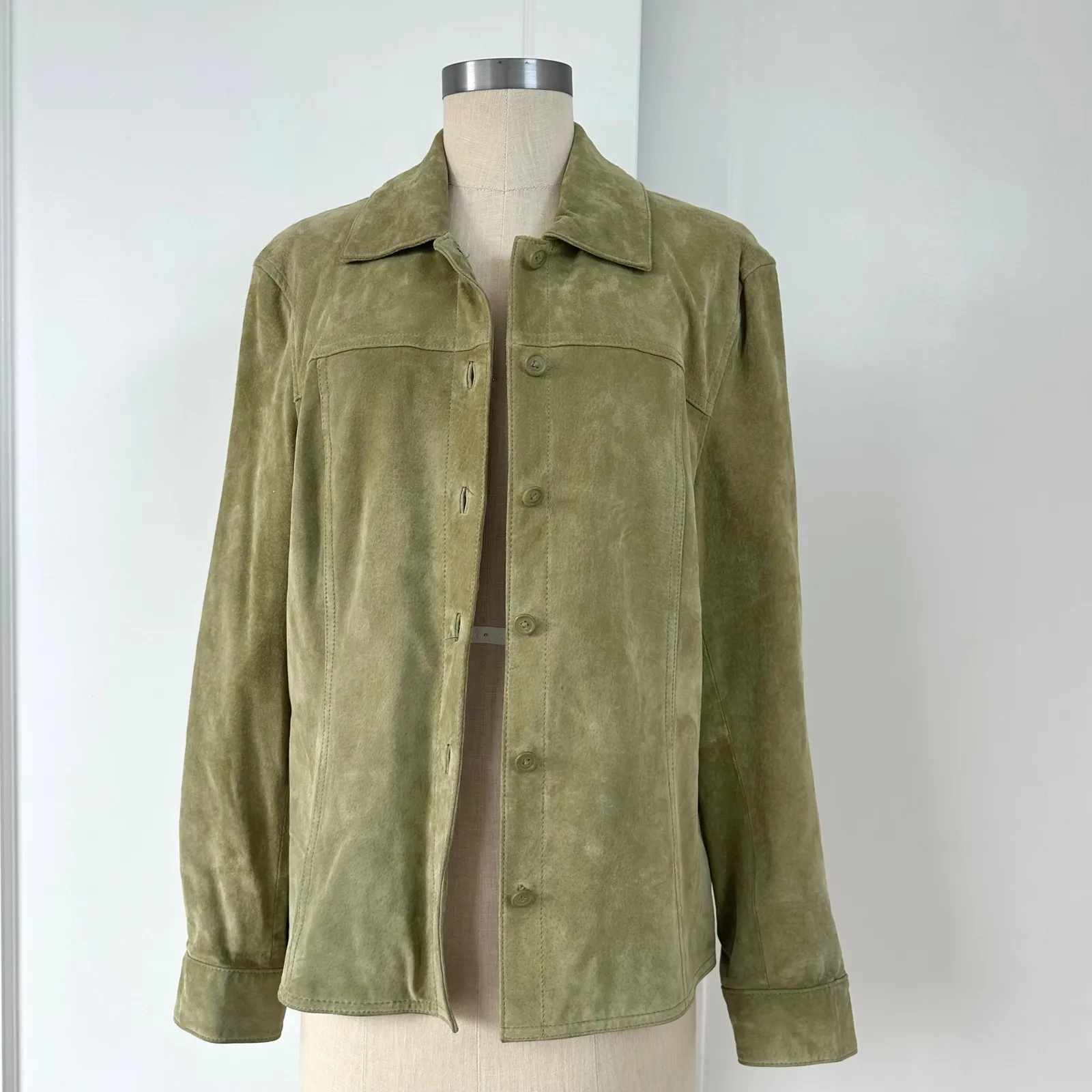 Cherokee Vintage Suede Leather Jacket Olive Green Women's Size L 90s Y2K - Image 5