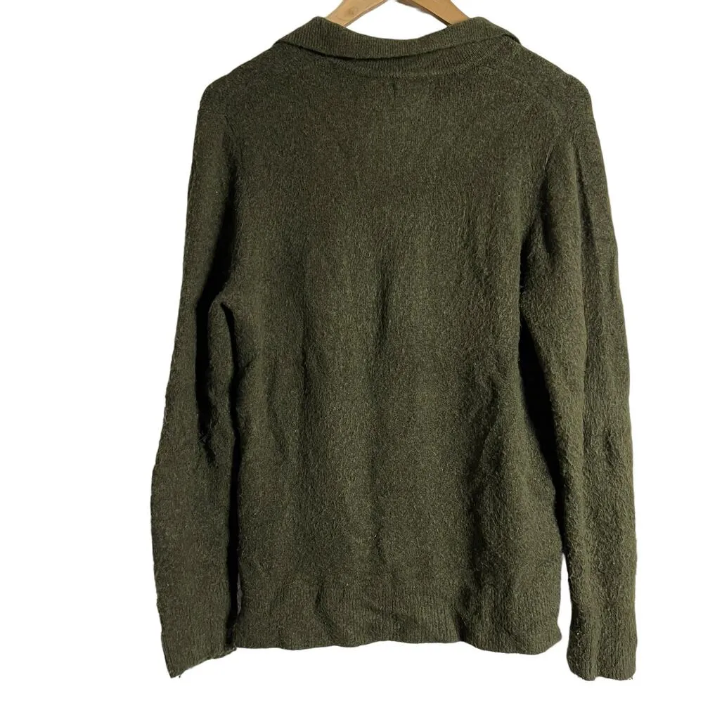 J.Crew Green Extra Soft Knit Long Sleeve Split Collared Neck Pullover Sweater S - Image 6