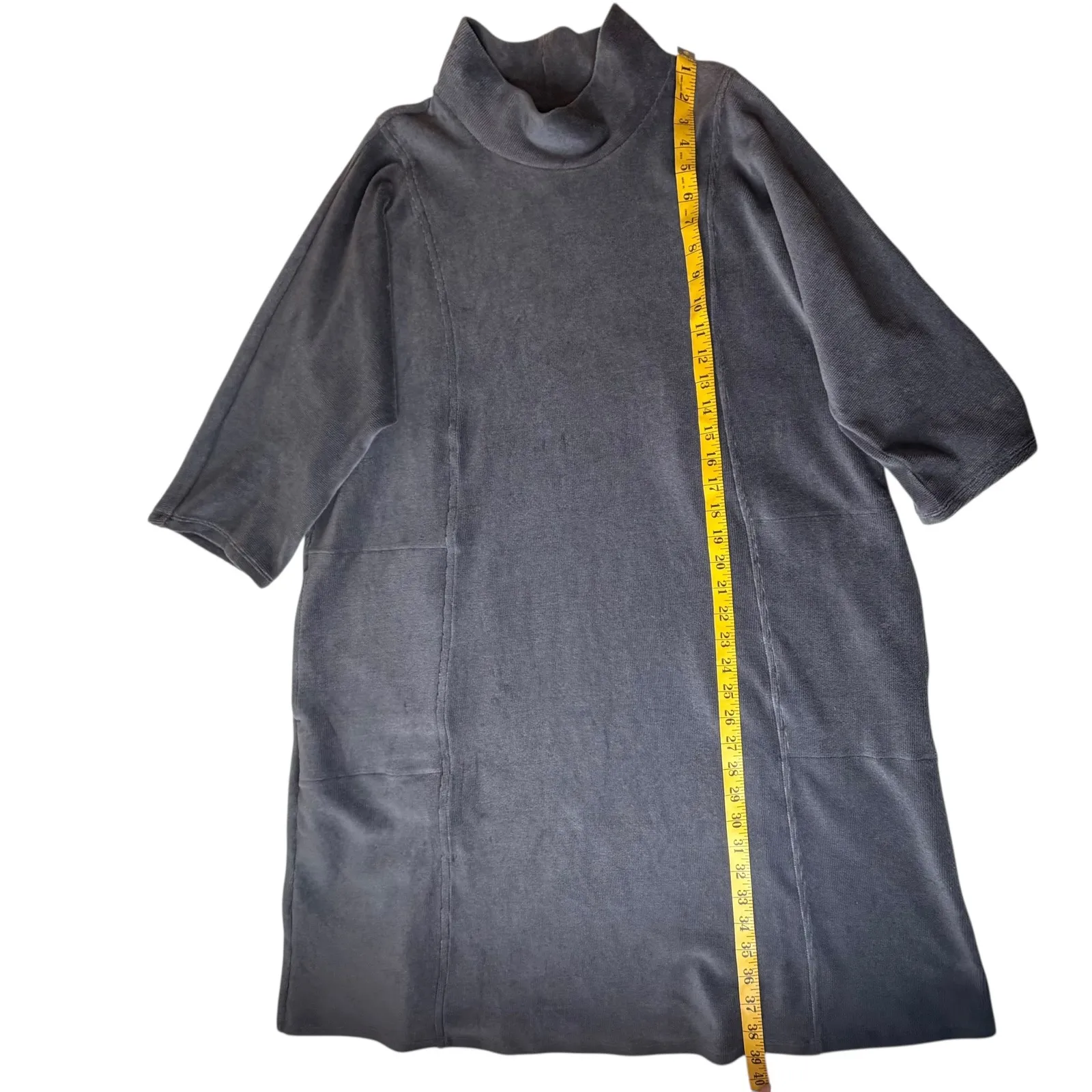 Pure Jill J Jill Ribbed Velour Dress Sz XLP Tunic Charcoal Gray Cozy Minimalist - Image 8