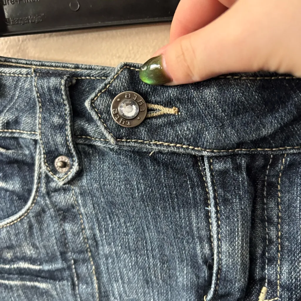 Tyte Jeans Distressed Denim Mini Skirt with Star Accents Blue Size 8 - Image 4