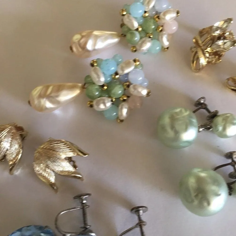 Lot Of 5 Costume Earrings Clip On Clipons Variety - Image 6