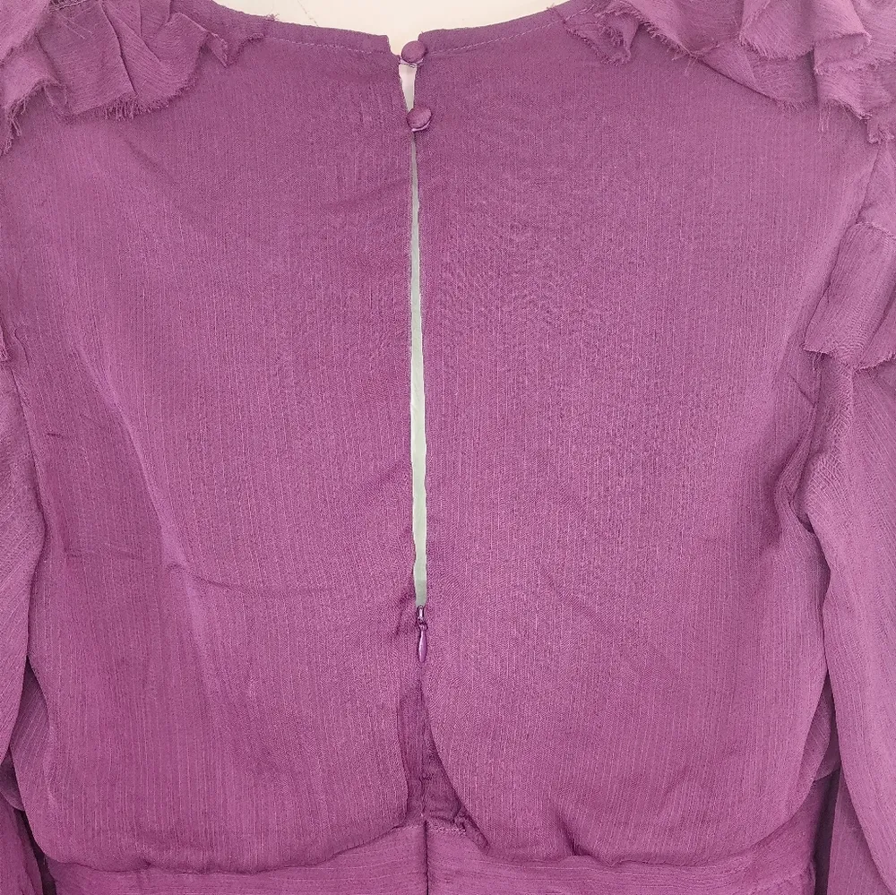 NWT Anthropologie Not So Serious Pallavi Mohan Plum Purple Ruffled Mini Dress - Image 4