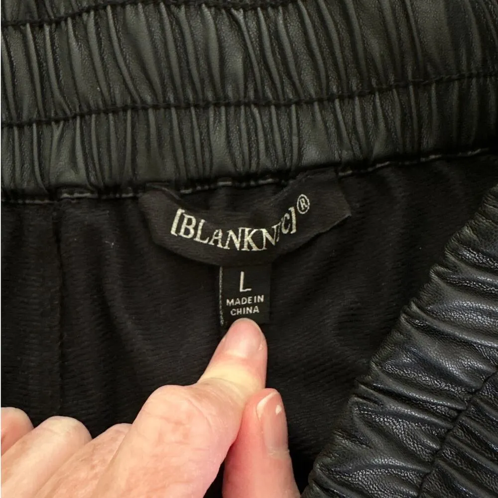 Blank NYC - Faux Leather Drawstring Joggers in Black - Image 3