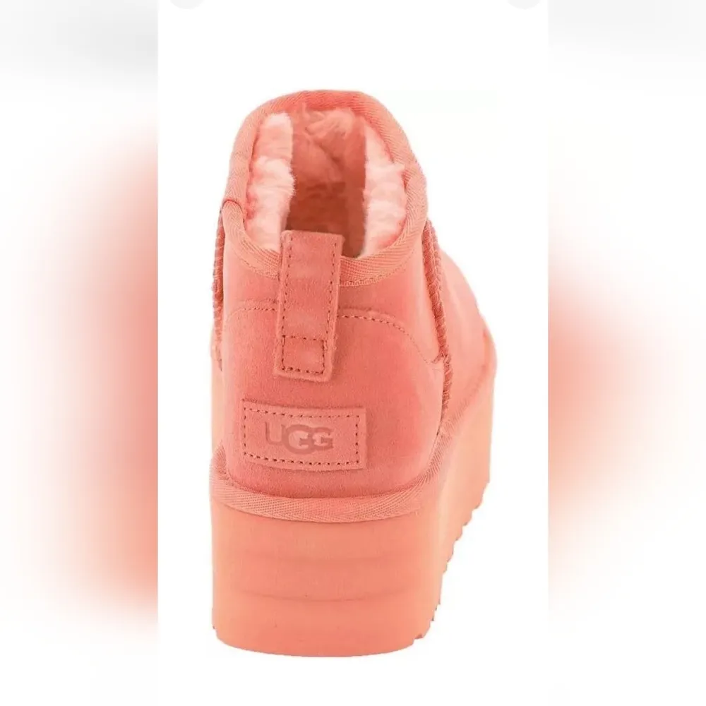 NWT UGG Classic Ultra Mini Platform Vibrant Coral Women's Ankle Boots Size 7 - Image 5