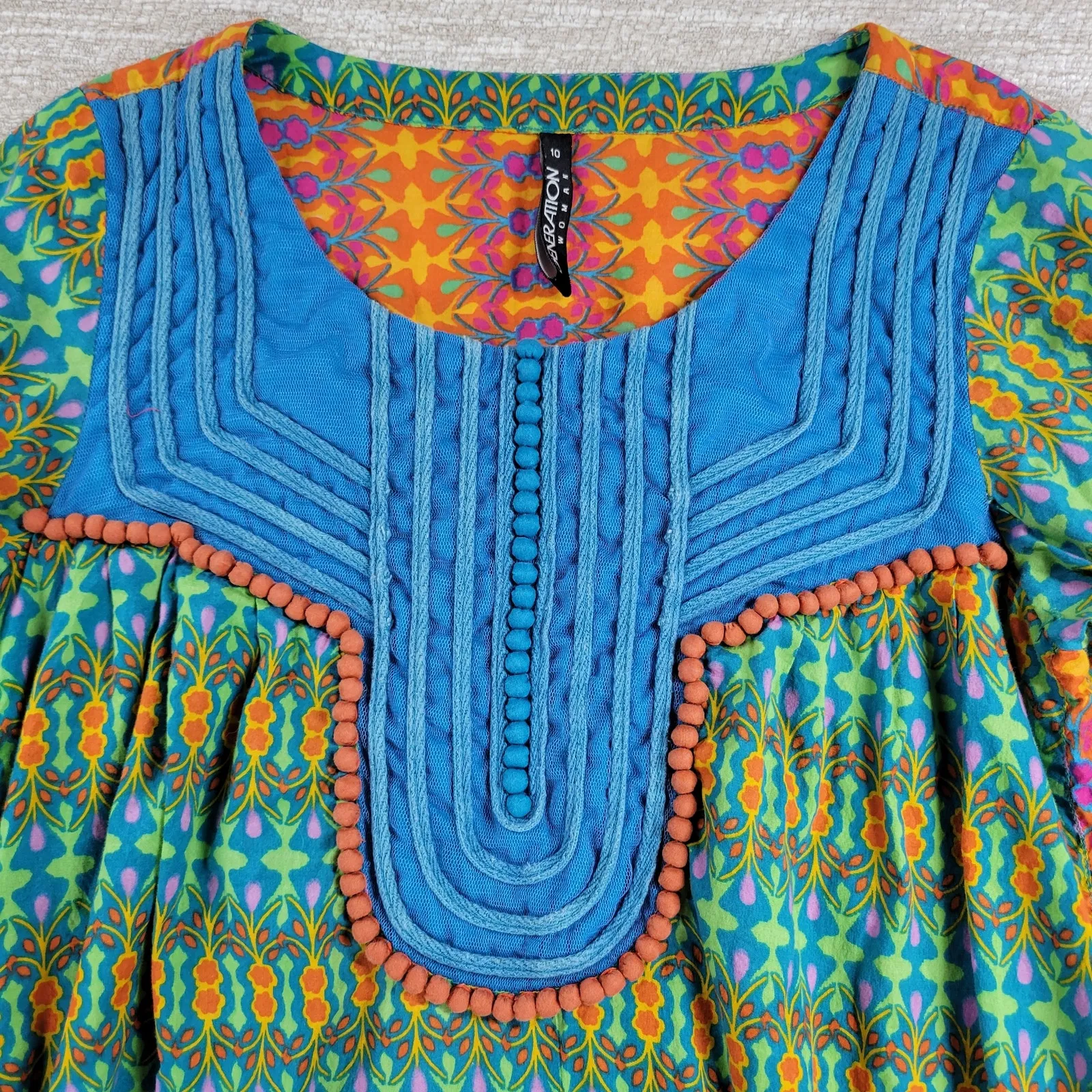 Generation Woman Pakistani Dress 10‎ Green Cotton Paneled Print Embroidered Maxi - Image 9