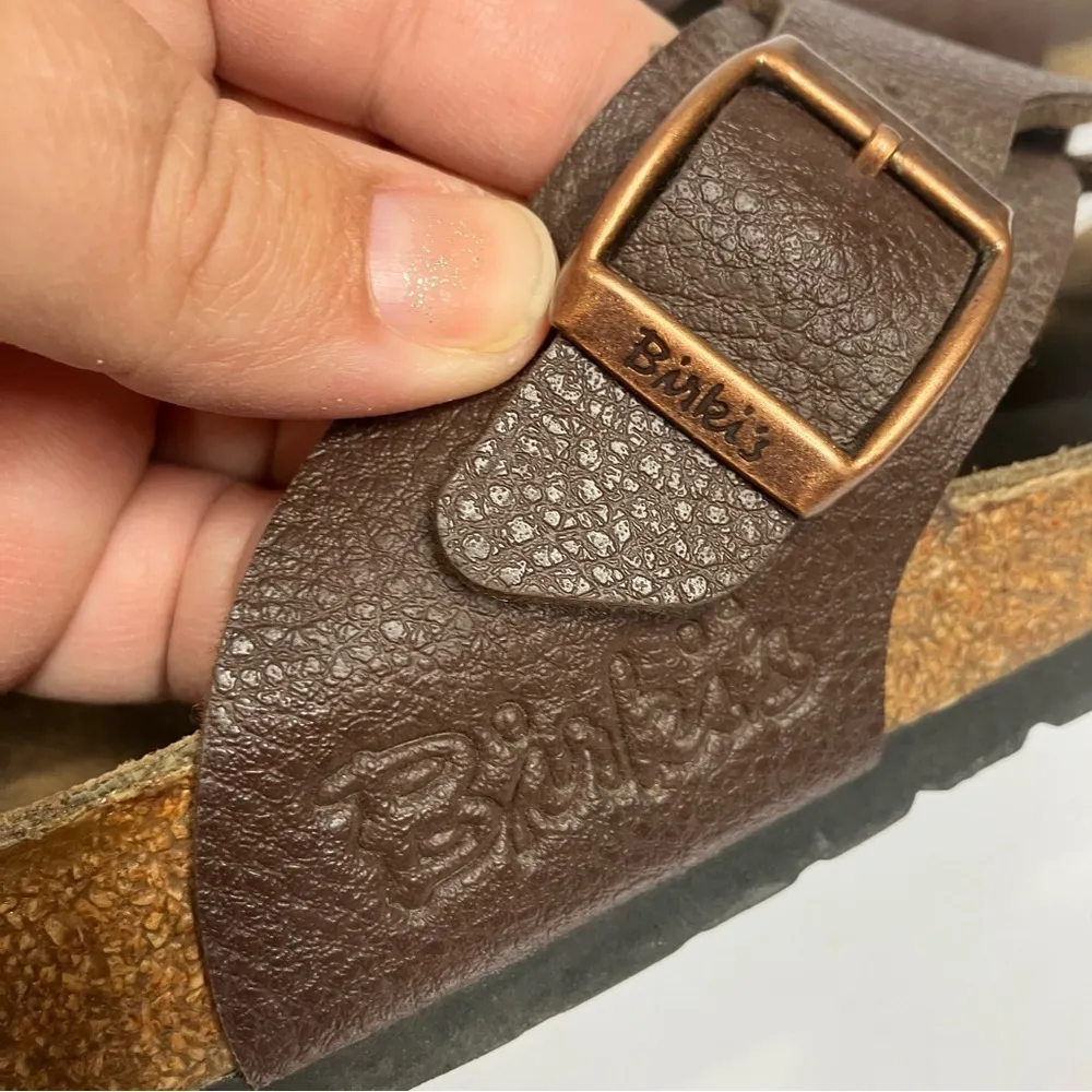 Birkenstock’s Birki’s brown criss‎ cross slides sandals size 36 ladies size 5 - Image 2