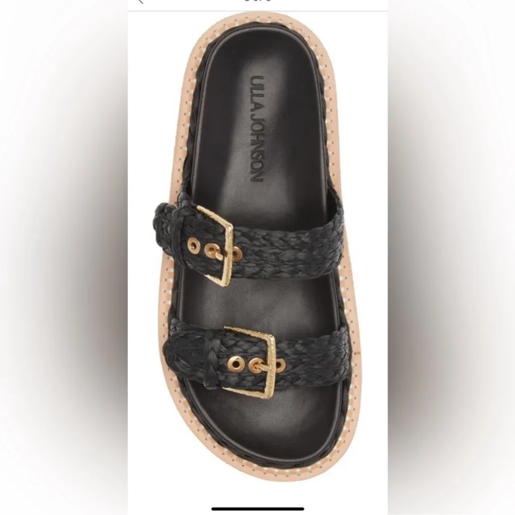 Ulla Johnson Kiera‎ Raffia Slide in Black- New - Image 4