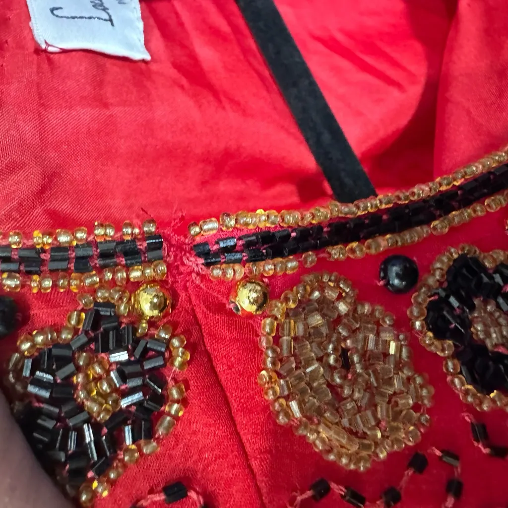 Laurence Kazar Red and Gold Beaded Silk Jacket - Image 7