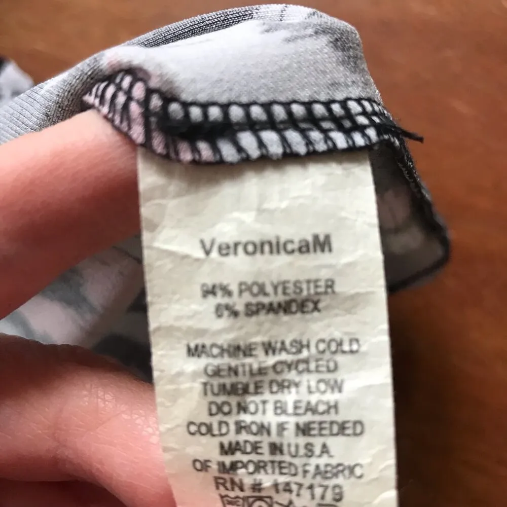 Veronica M Black White Pink Chevron Sleeveless Dress Women's Size S - Image 7