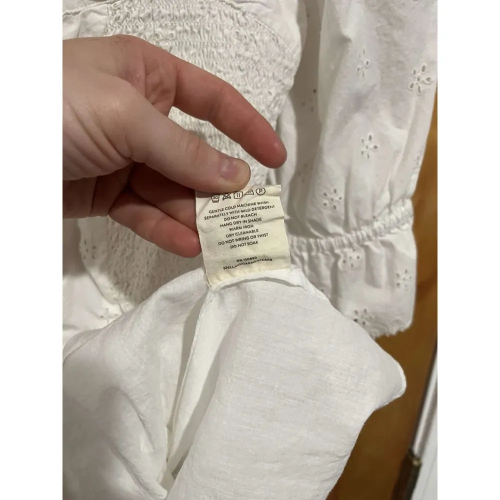 Womens Spell Bo & The Gypsy Organic Cotton Eyelet Mini Dress White Size Small - Image 8