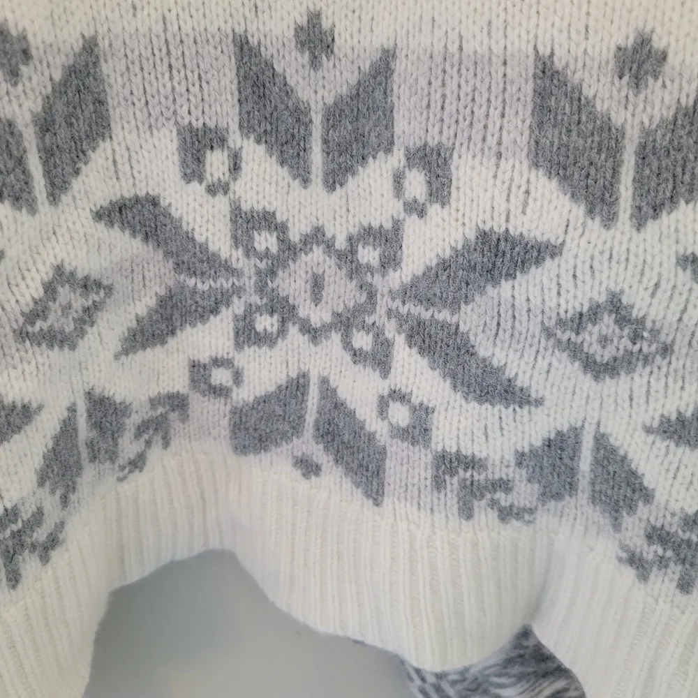 Lauren Ralph Lauren Cream and Gray Wool Blend Nordic Cardigan Size M - Image 8