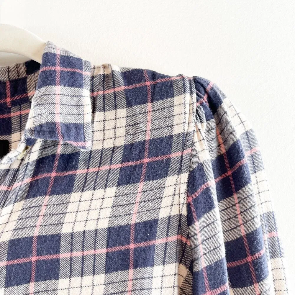 Rails Angelica Long Sleeve Plaid Flannel Button Up Shirt Almond Pink Navy Small - Image 13