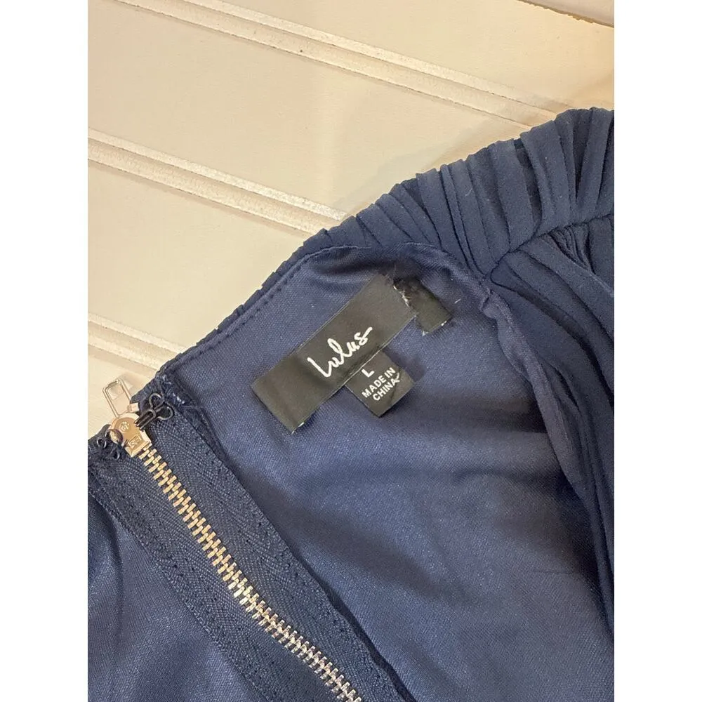 NWOT Lulus Vivid Imagination Navy Blue Cutout Maxi Dress Bridesmaid Wedding Sz L - Image 5