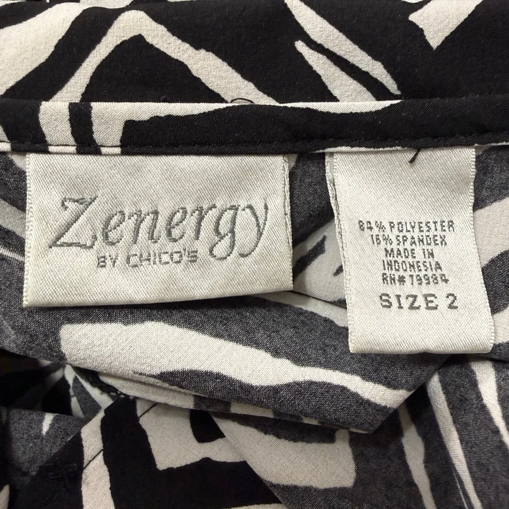Zenergy By Chico’s Zebra Print Zip Front Jacket Size Large Black - Image 8