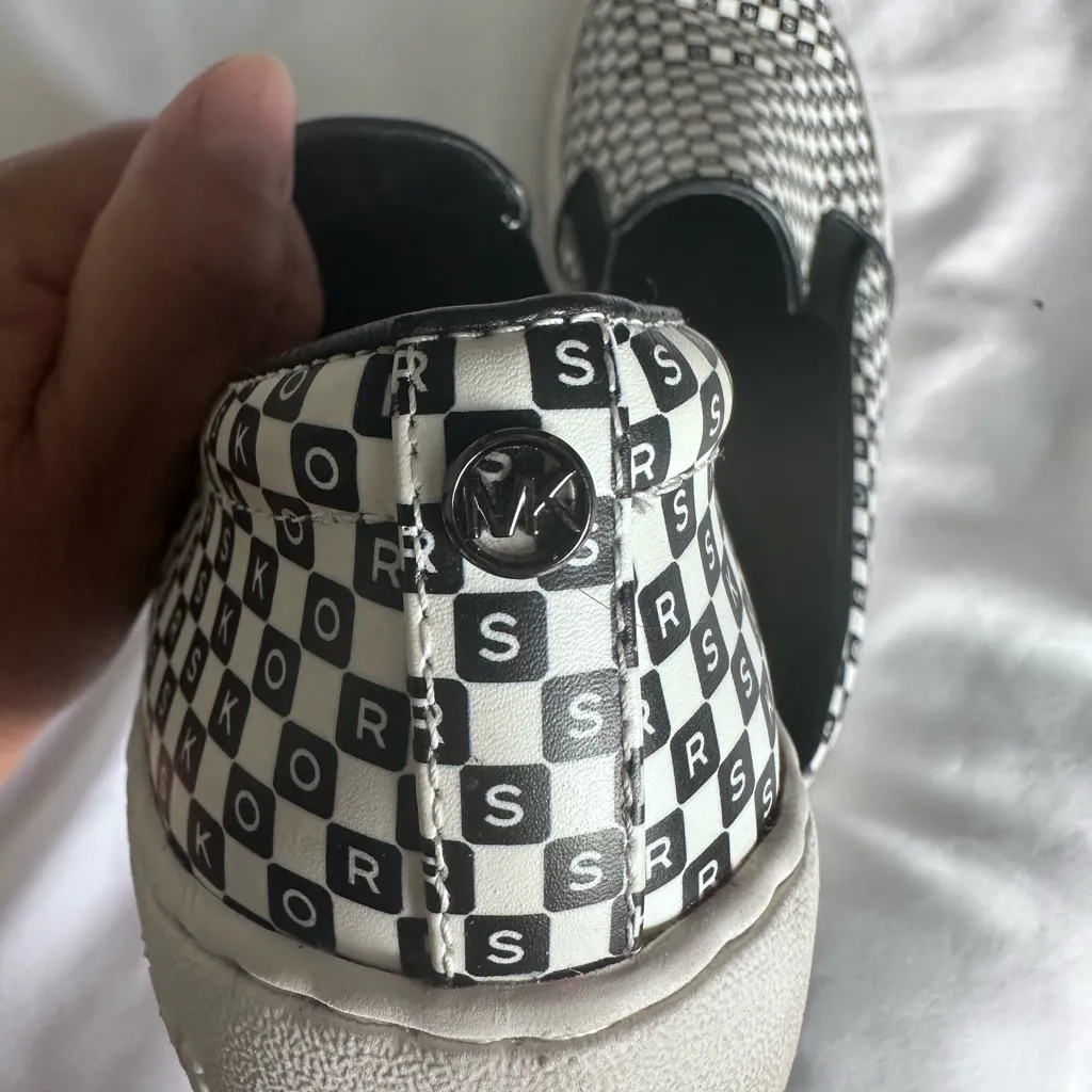 Michael Kors Monogram Slip-On Sneakers in Black and White - Image 7