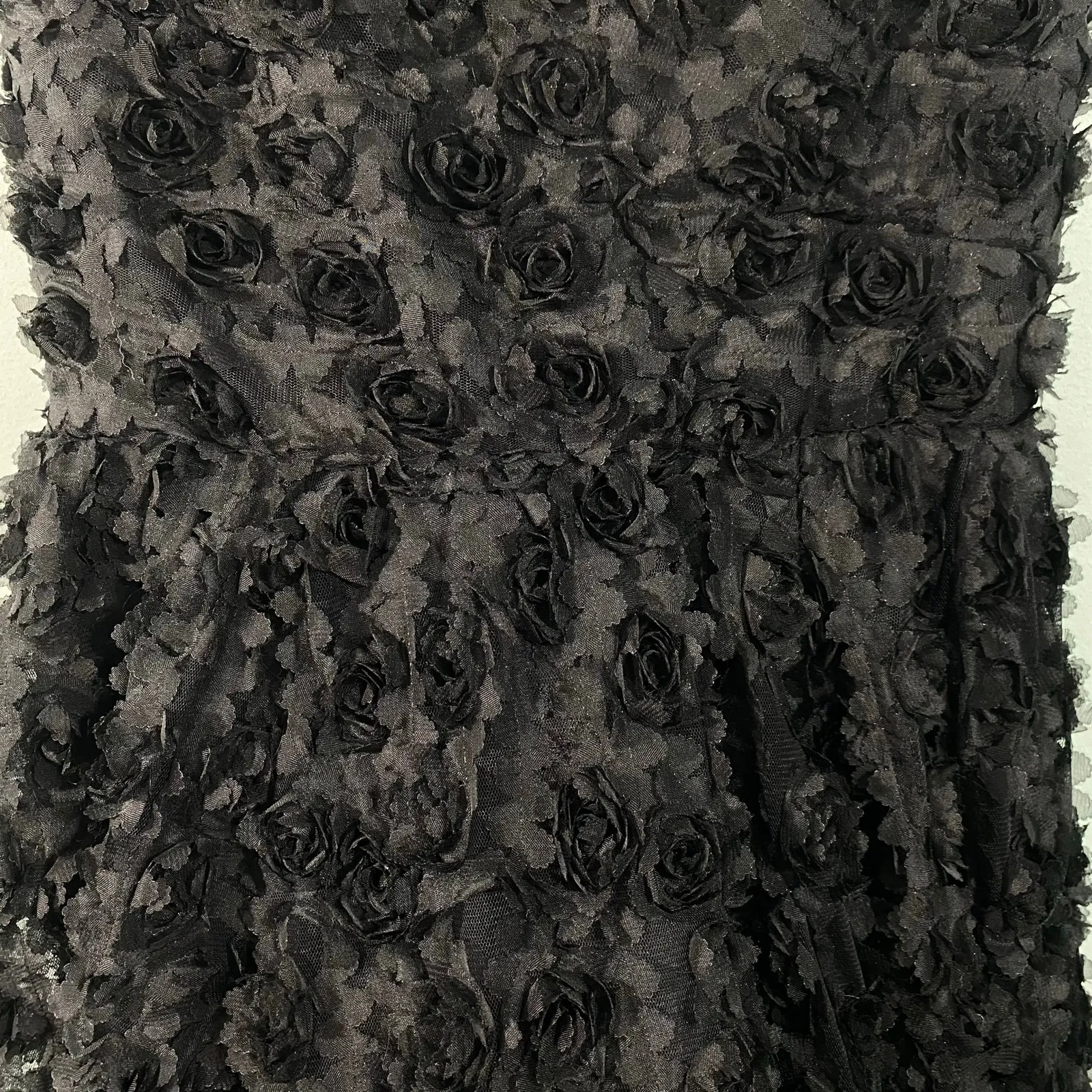 Vtg ABS Black Sweetheart Neckline 3D Texture Rose Cocktail Dress Size 8 - Image 4