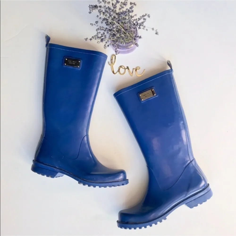 Nine West Nwyogini Tall Gloss Blue Rain Slickers Size 7 - Image 2