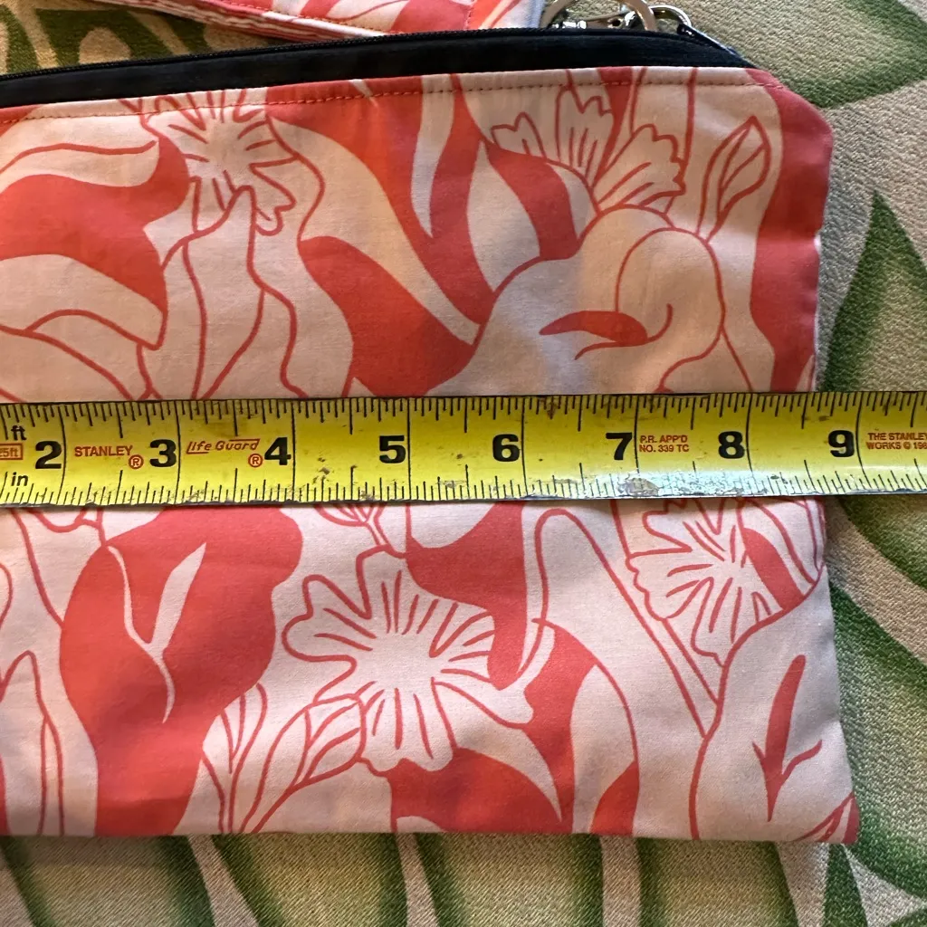 Pretty pink & white Tropical makeup wallet clutch wristlet & Mask - Image 5