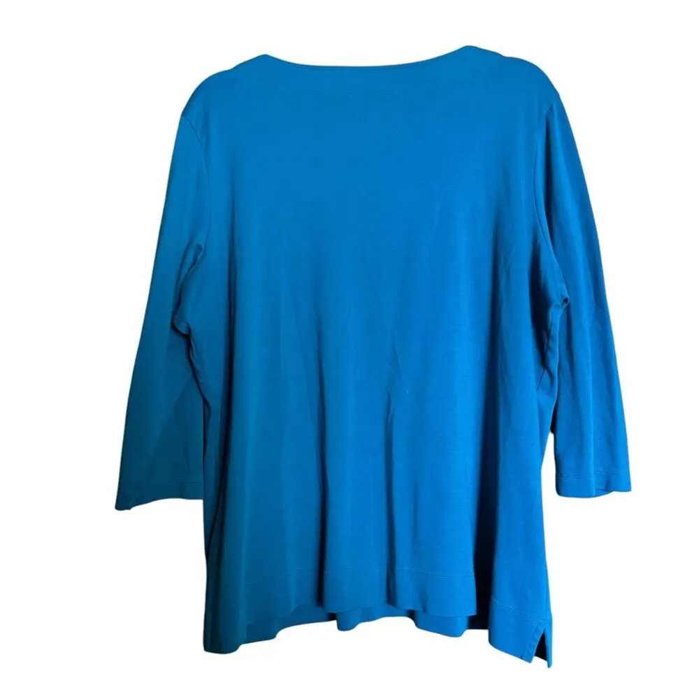 LL Bean Top Womens 2X Green Supima Cotton Split Neck Blouse - Image 6