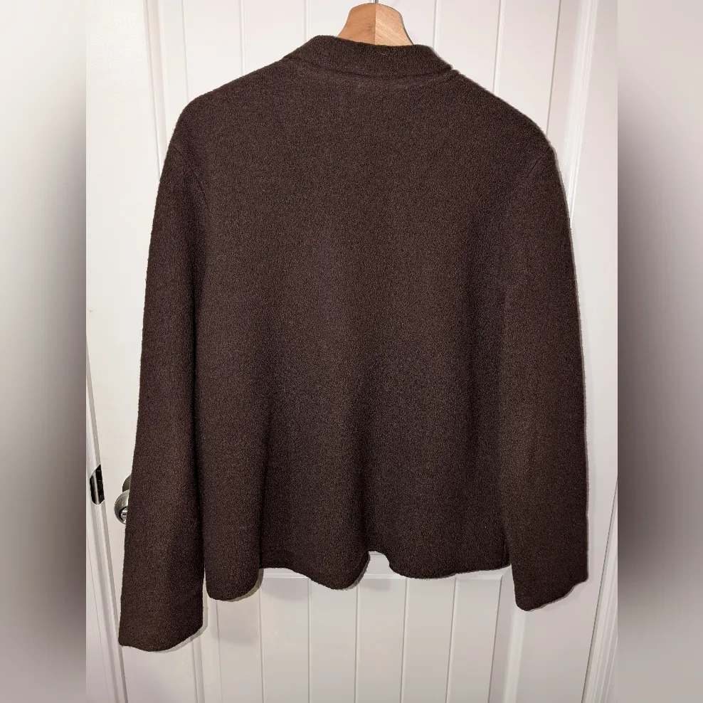 Lands End Wool Collared Button Up Cardigan/Blazer 14P Brown - Image 2