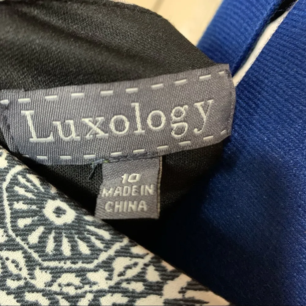 Luxology Kaleidoscope Print Crochet Flare Sleeve Shift Dress size 10 - Image 4