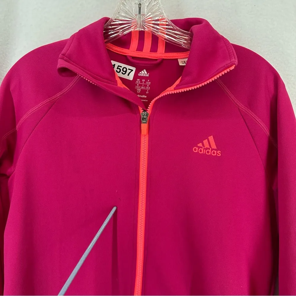 Adidas Full Zip Athletic Sweatshirt Womens Small Pink - Image 7