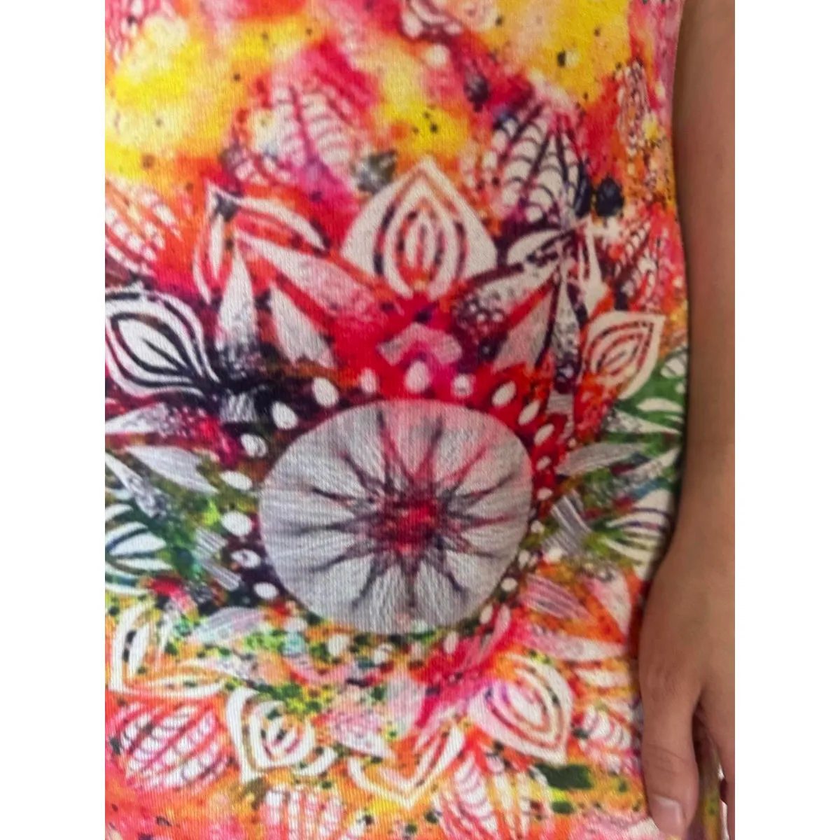 Pink Colorful Graphic Mandala Knit Tank Dress Size M - Image 5