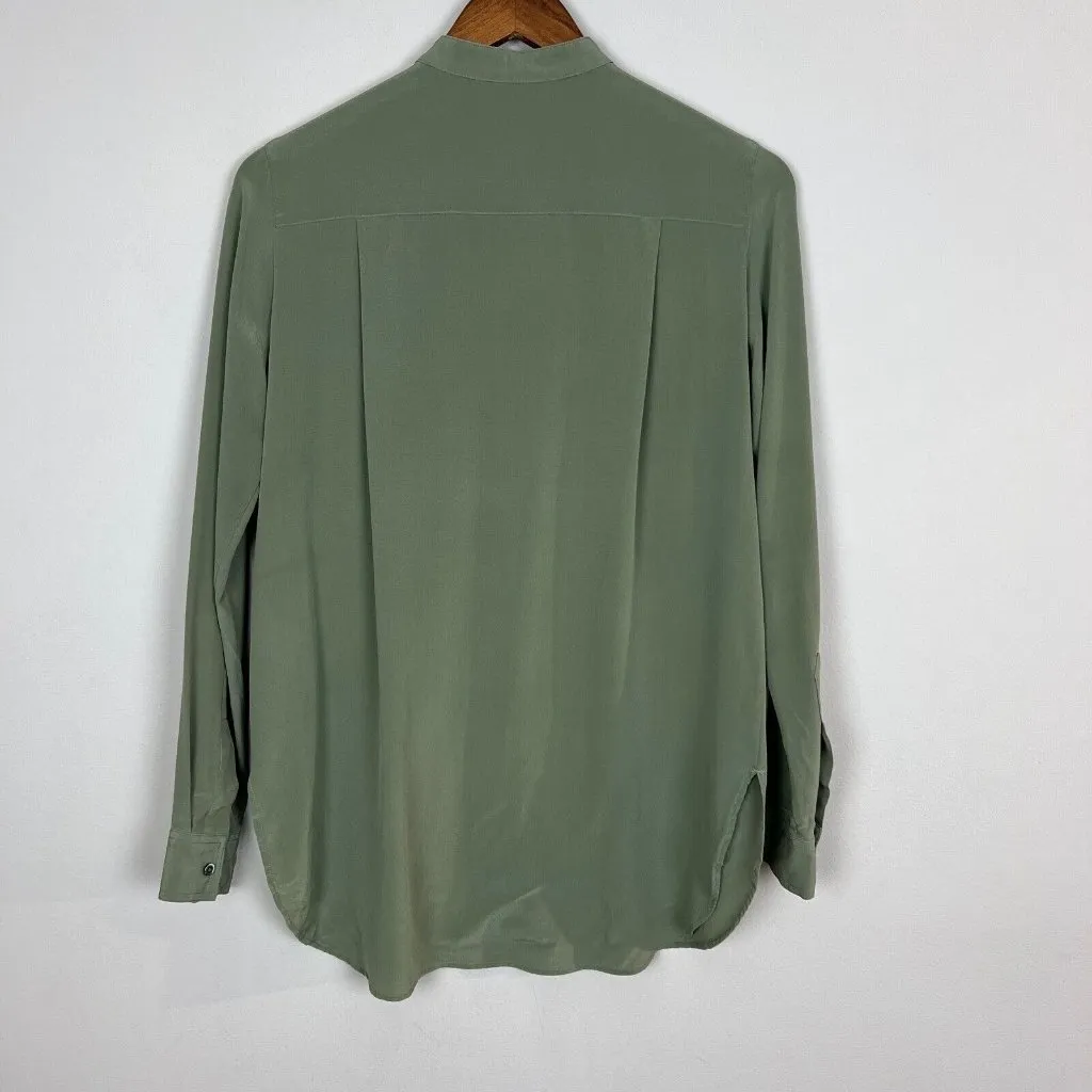 Joseph Silk Blouse Top Womens 36‎ FR 4 US Sage Green Crepe Long Sleeve Pullover - Image 9