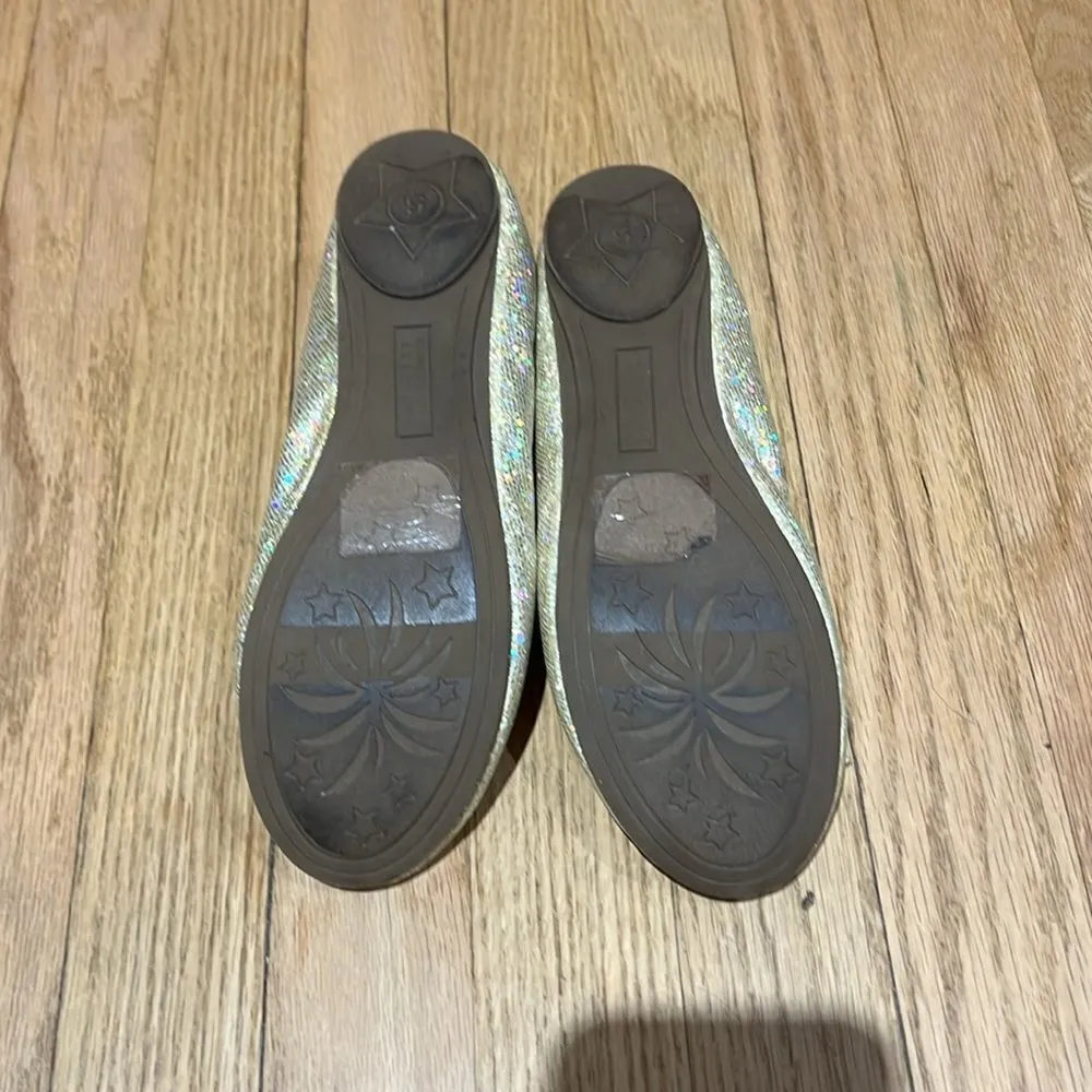 Kenneth Cole Reaction Women’s Gold Shimmer Glittery Ballet Flats Size 5 Shoes - Image 5