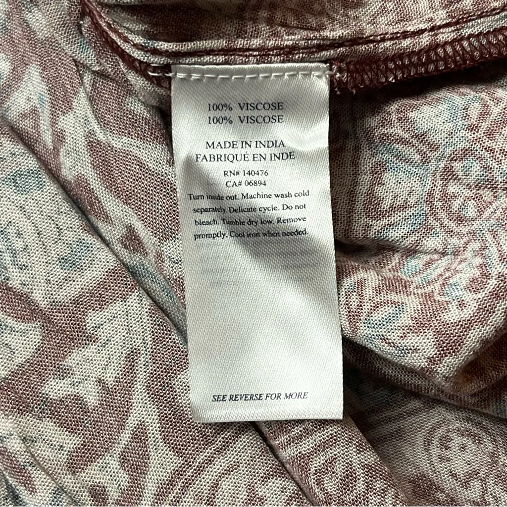 Faherty Toluca Tiered Long Sleeve Dress Merlot Bordeaux Red Floral Womens‎ Small - Image 4