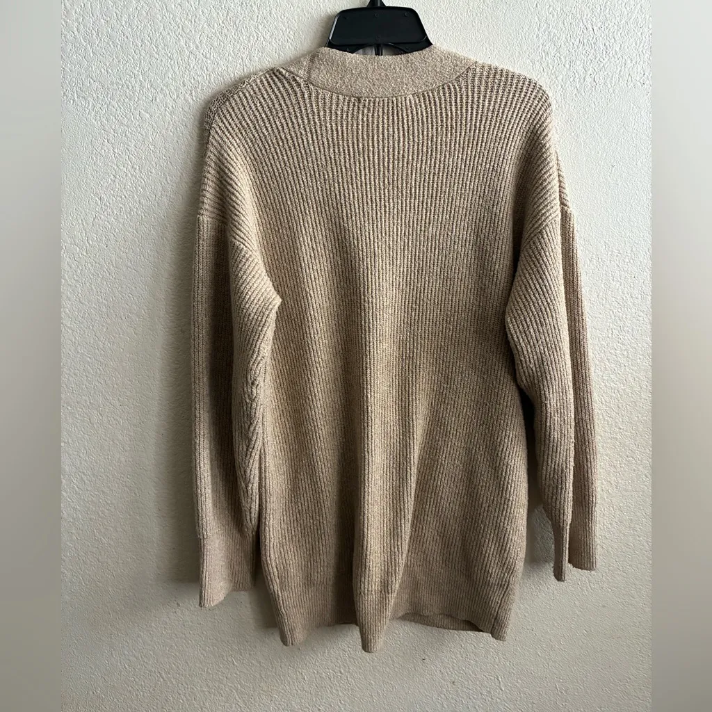 Zara Women's Elegant Beige Knit Cardigan Sweater S - Image 5