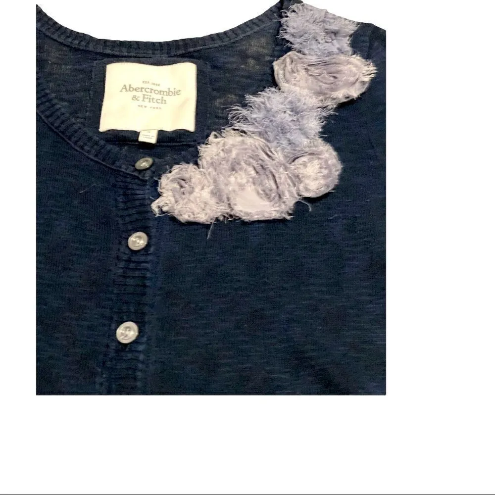 Abercrombie and Fitch Navy Blue Long Sleeve Sweater Size Small - Image 4