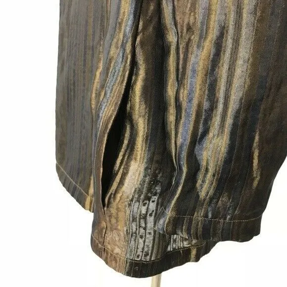 Carlisle Open Cardigan Top Size 6 Silk Blend Striped Brown Office Pockets - Image 8