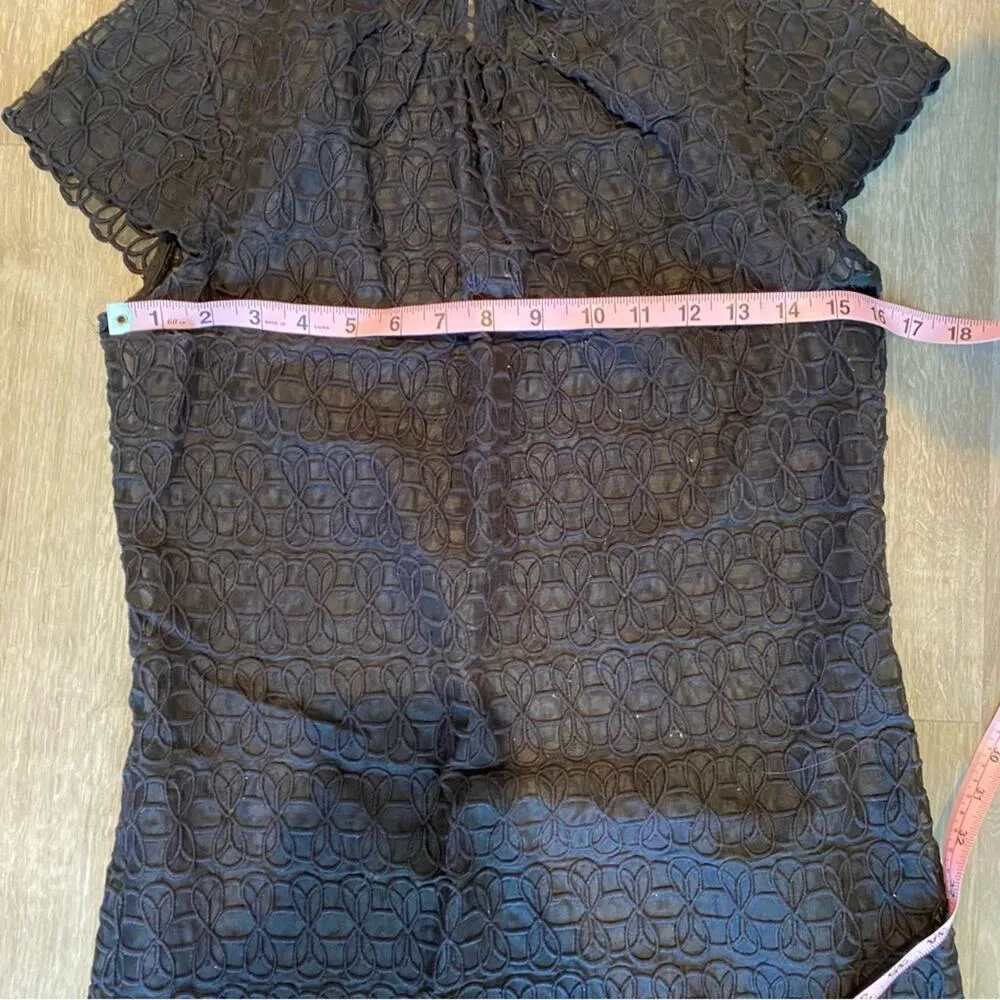 Milly Sheer Embroidered Black Dress - Image 4