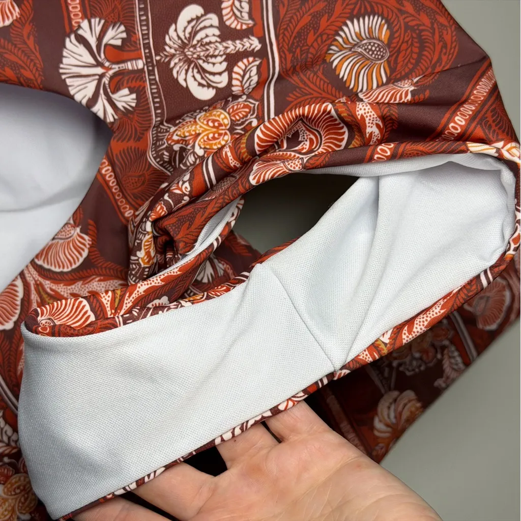 PHAX Twist Front Long Sleeve One Piece Boho Paddlesuit Swimsuit Women’s S Resort Orange - Image 5