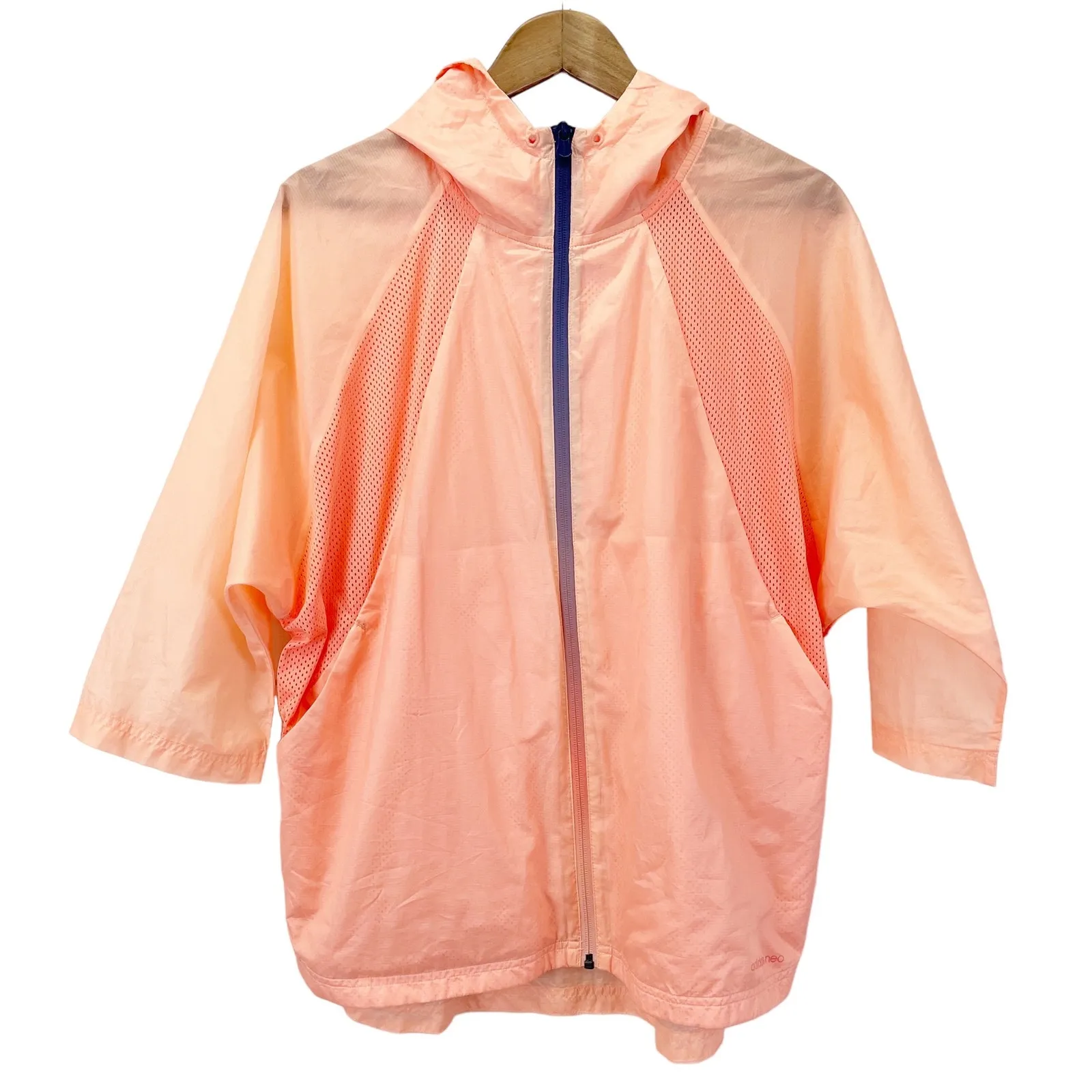 Adidas Neo‎ Studio Womens M Windbreaker Jacket Nectar Peach Full Zip Activewear Pink Size M - Image 3