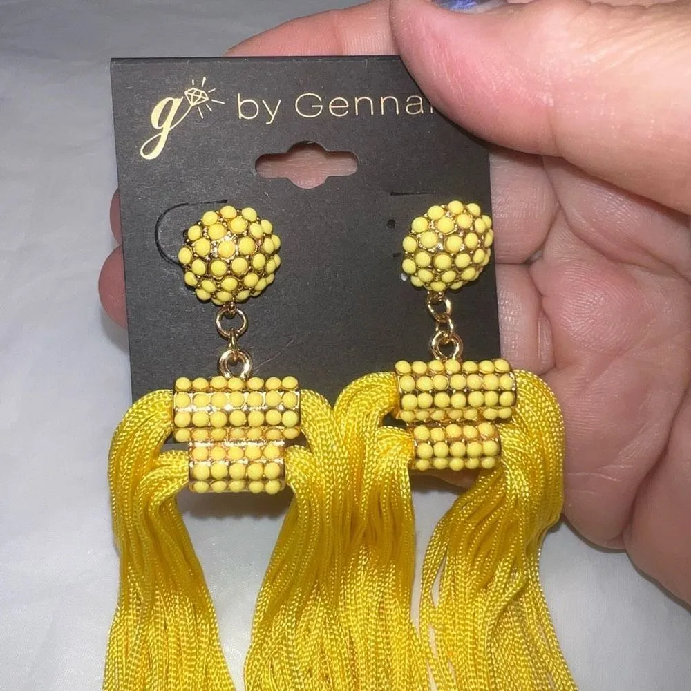 G‎ by Gennaro Boho Bright Yellow Tassel Earrings Yellow - Image 4